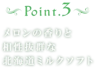 Point3 メロンの香りと相性抜群な北海道ミルクソフト