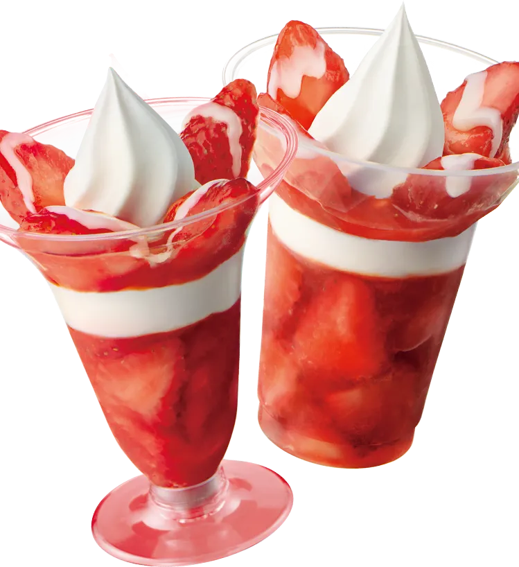 紅ほっぺいちごのパフェと得盛いちごパフェの画像