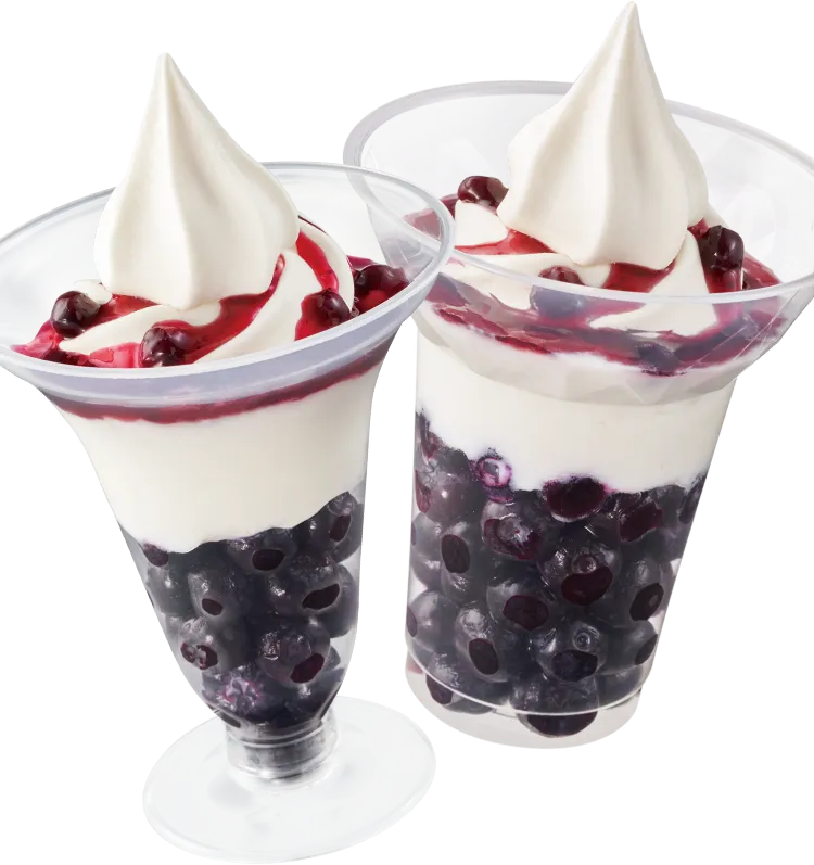 ブルーベリーヨーグルトパフェと得盛ブルーベリーヨーグルトパフェの画像