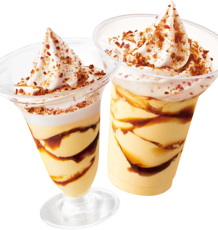 なめらかプリンパフェと得盛プリンパフェの画像