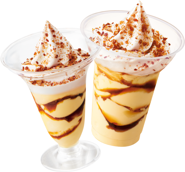 なめらかプリンパフェと得盛プリンパフェの画像