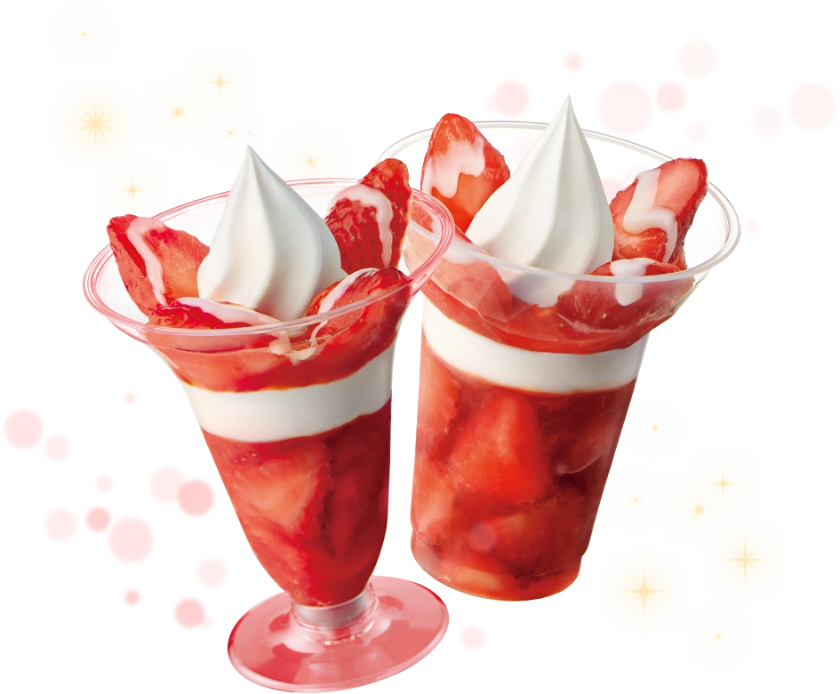 練乳いちごパフェと得盛いちごパフェの画像